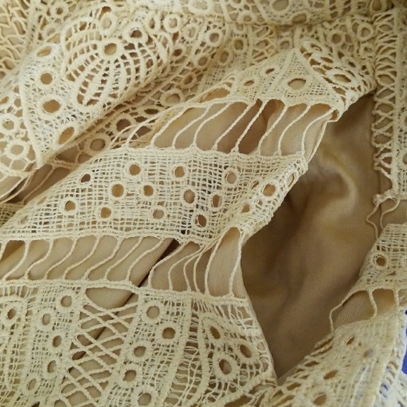 🌻Hidden Alley Mustard Eyelet Boho Low Waist Dress - Picture 7 of 7